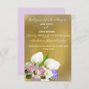 Wedding  pastel floral and gold theme invitation