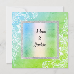 Wedding pastel lace new wedding GREEN BLUE Invitation