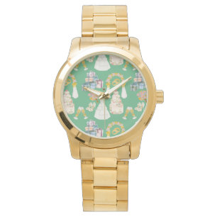 wedding pattern - green background watch