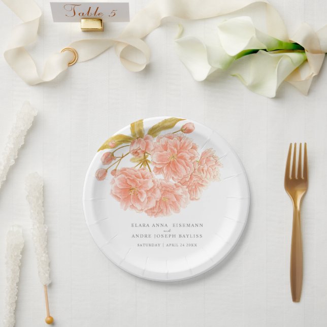 Wedding peach blossom custom paper plate (Wedding)