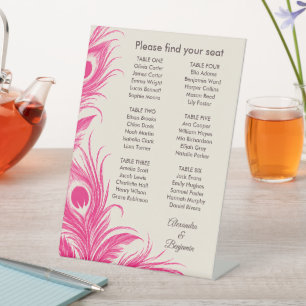 Wedding Peacock Botanical Pink Couture Pedestal Sign