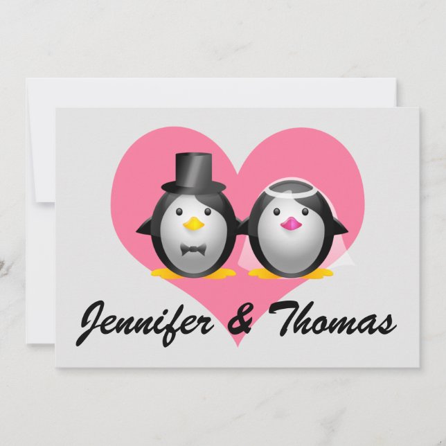 Wedding Penguins, Jennifer & Thomas Invitation