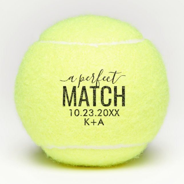 Wedding Perfect Match Favour Custom Bride Groom Tennis Balls (Front)