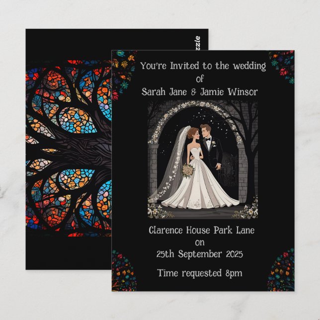 Wedding Personalized Invite Cartoon Image  Postcard (Front/Back)