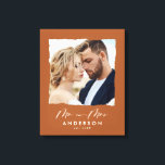 Wedding personalized modern photo Mr and Mrs Canvas Print<br><div class="desc">Modern simple torn edges burgundy photo Mr and Mrswedding personalized established in gift.</div>