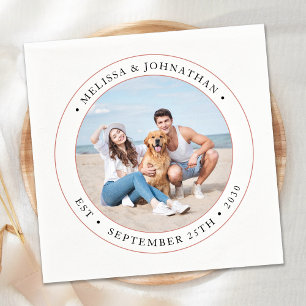 Wedding Personalized Modern Photo Napkin