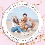 Wedding Personalized Modern Photo Round Paper Coaster<br><div class="desc">Add the finishing touch to your wedding with these cute custom photo wedding coasters . Perfect for your wedding after party and reception, and as wedding favours for your guests. Customize these photo dog wedding coasters with your favourite wedding photo, dog of honours photo, or your newlywed photo with your...</div>