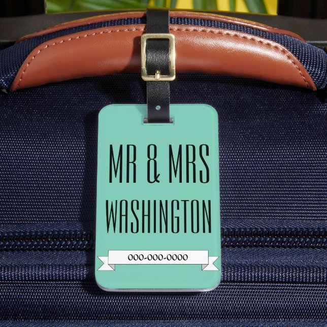 Wedding Personalized Mr. & Mrs. Luggage Tag Gift (Front Insitu 2)