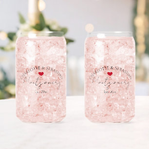 Wedding Personalized Names and Est Year With Heart Can Glass