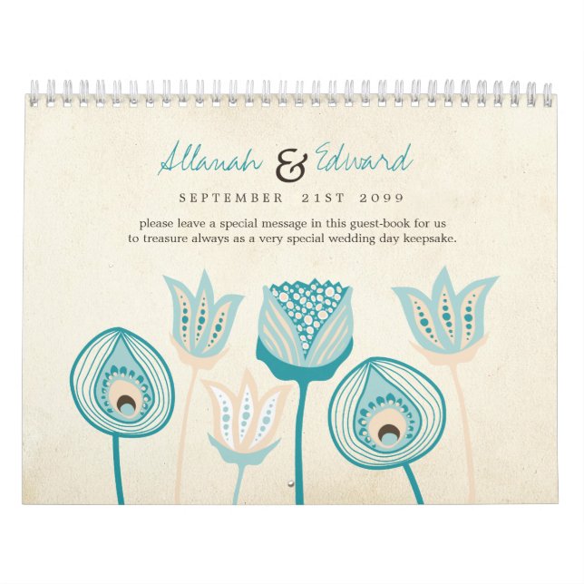 Wedding Personalized Photo Guest Book Guestbook Calendar (Cover)