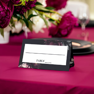 Wedding personalized tableware dark moody peonies place card
