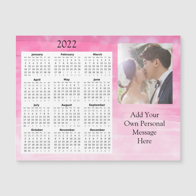 Wedding Photo 2022 Mini Calendar  Magnetic Invitat Invitation (Front)