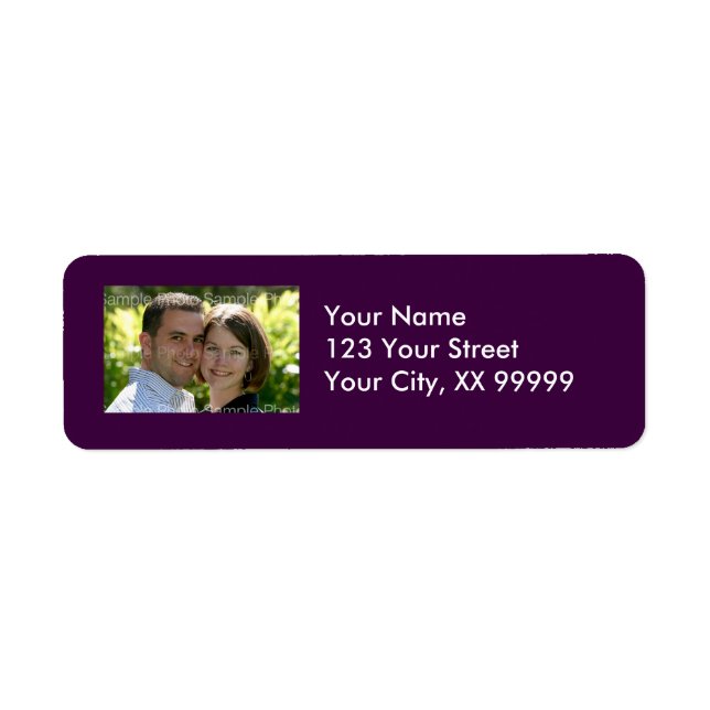 Wedding Photo Address Labels in Purple (Front)
