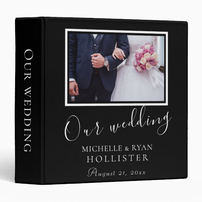 Wedding Photo Album Elegant Black Binder (Front/Spine)