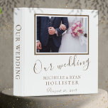 Wedding Photo Album Elegant White Binder<br><div class="desc">An elegant white wedding photo album for your wedding day memories with trendy script form. You can easily personalize all the text and the wedding photo.</div>
