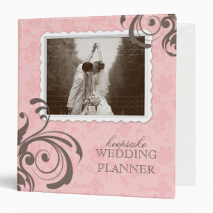 Wedding Photo Album Floral Pink Brown Binder