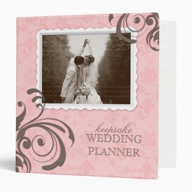 Wedding Photo Album Floral Pink Brown Binder (Front/Inside)