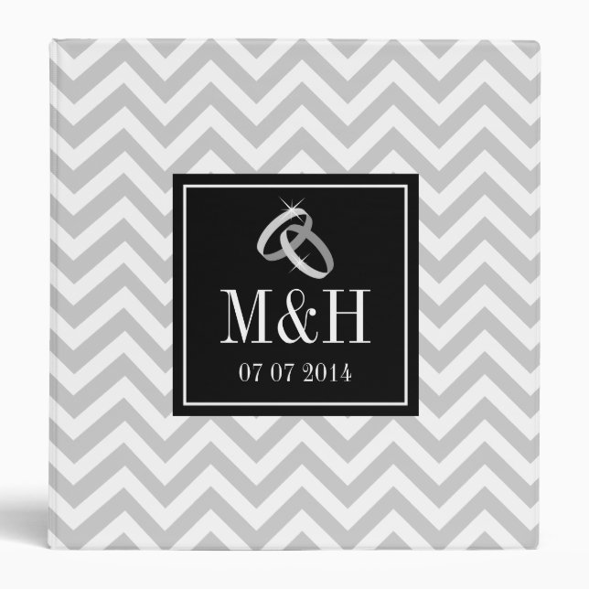 Wedding photo album | Grey chevron pattern binder (Front)