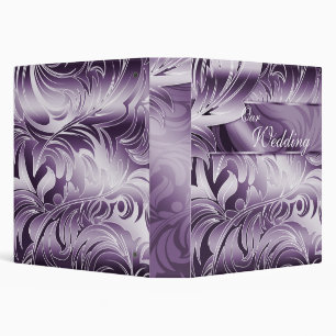 Wedding Photo Album Leaf Swirl Purple Silver Binder