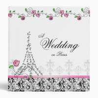 Wedding Photo Album Paris Eiffel Tower Pink Roses