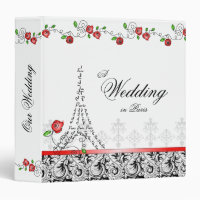 Wedding Photo Album Paris Eiffel Tower Red Roses
