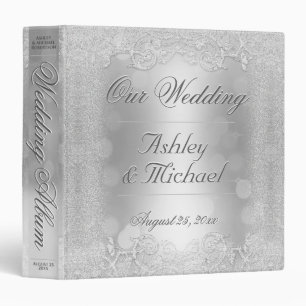 Wedding Photo Album Vintage Romantic Silver Binder