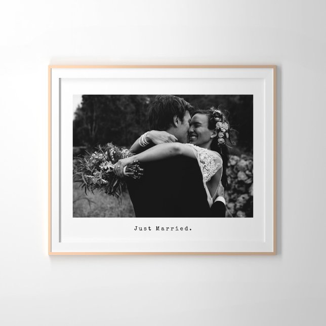 Wedding Photo and Typewriter Caption Just Married Poster (Creator Uploaded)