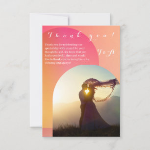 Wedding Photo Arch Sunset Ombre Thank You Card