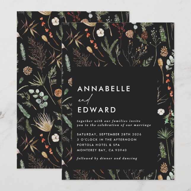  Wedding photo arch watercolor botanical floral  Invitation (Front/Back)