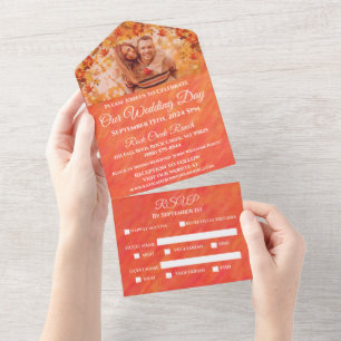 Wedding-Photo Autumn Vibes-Fall Style- All In One Invitation