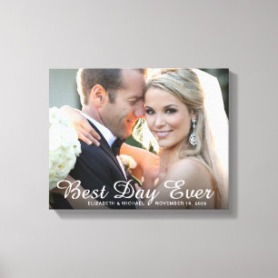 Wedding Photo Best Day Ever Custom Canvas Print