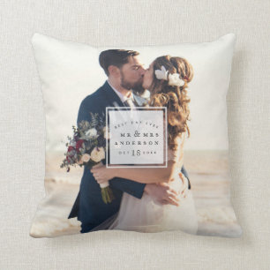 Wedding Photo Best Day Ever Newlywed Anniversary Throw Pillow