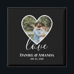 Wedding Photo Black Heart Frame Modern Calligraphy Magnet<br><div class="desc">The design has black heart frame on centre and white modern calligraphy texts which can be customized to your preference. Replace the picture in the centre with your own wedding photo. It will make a lovely custom made wedding favour gifts for your guests or for your own keepsake.</div>