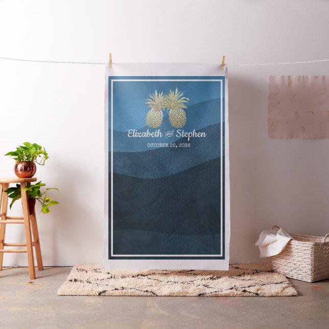 Wedding Photo Booth Backdrop Gold Pineapple Couple (In Situ)