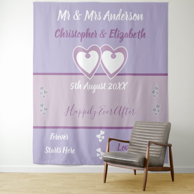 Wedding photo booth Backdrop lavender and lilac Tapestry (In Situ)
