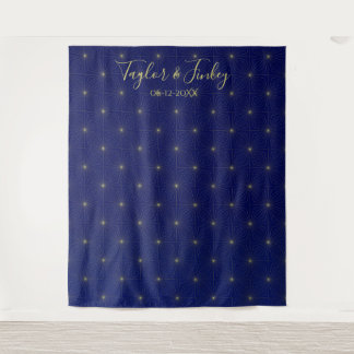 Wedding Photo Booth Backdrop  Navy Starry Night Tapestry