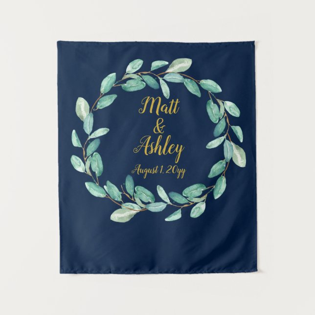 Wedding Photo Booth Backdrop Rustic Greenery Prop Tapestry (Front)