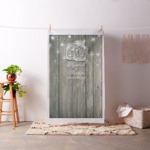Wedding Photo Booth Backdrop Wood Mason Jar Lights