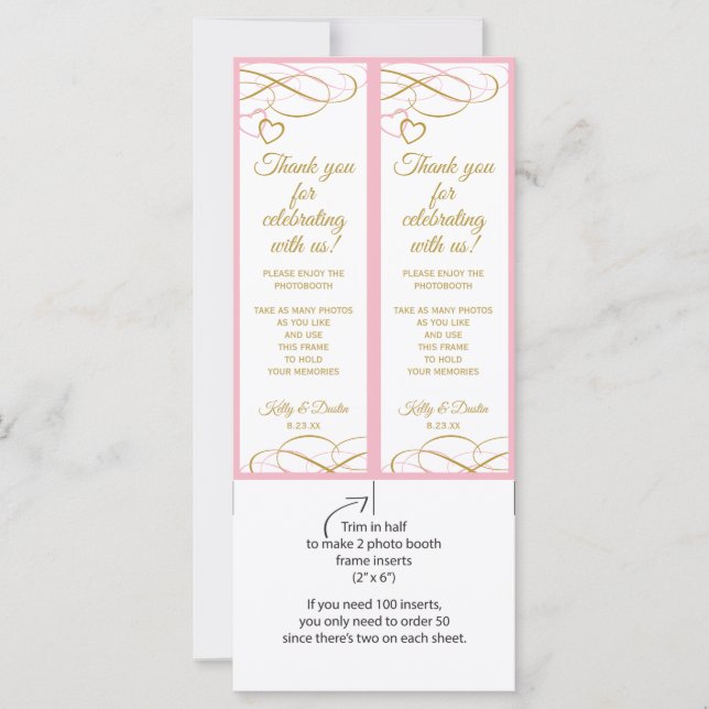 Wedding Photo Booth Frames Inserts (Pink & Gold) (Front)