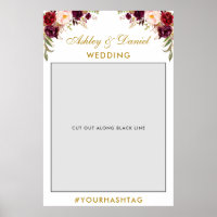 Wedding Photo Booth Prop | Gold Burgundy