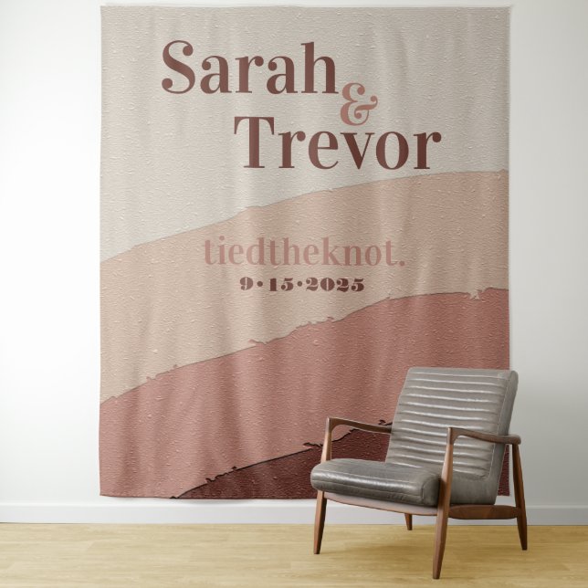 Wedding Photo Booth Prop Retro Funky Earth Tones T Tapestry (In Situ)