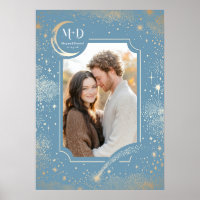 Wedding Photo Celestial Light Blue Stars Moon