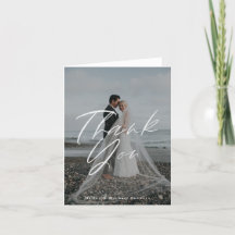 Wedding Photo Chalk Lettering Thank You Card