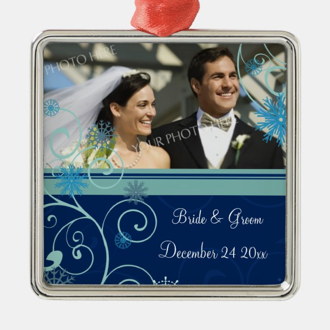 Wedding Photo Christmas Ornament (Front)