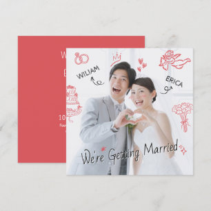 Wedding photo clip art hand drawn sketch fun invitation