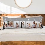 Wedding Photo Collage 7 Picture Grey White MARRIED Body Pillow<br><div class="desc">Custom wedding photo body pillow with MARRIED printed in elegant typography. The design has a neutral colour palette in grey and white - which you can edit to suit your home decor. (Message me if you need assistance.) The photo template is set up for you to add 7 of your...</div>