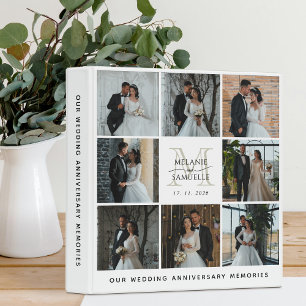 Wedding Photo Collage Bride and Groom Monogram  Binder