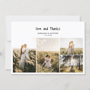 Wedding Photo Collage Casual Love & Thanks Script Thank You Card