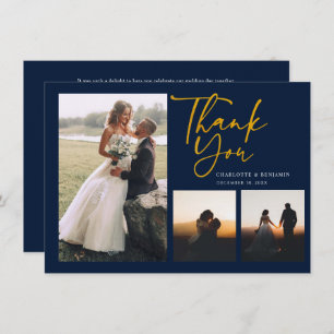 Wedding Photo Collage Hand-Lettered Thank You Card