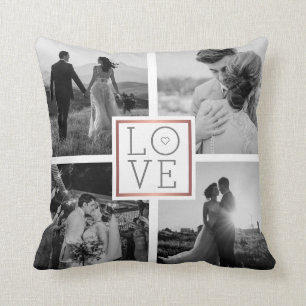 Wedding Photo Collage Love Throw Pillow